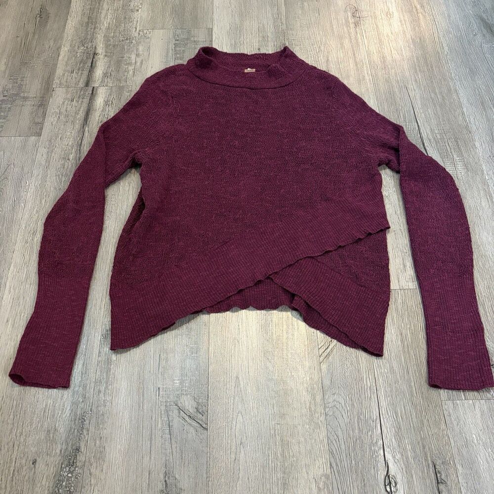Free People Sweater Womens Purple Long Sleeve Linen Blend Knit Approx Sz Medium